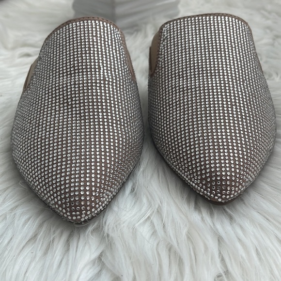 NO PARKING | Rhinestone/Crystal Pointed Toe Slip On Mules | Size 10 - Picture 6 of 12